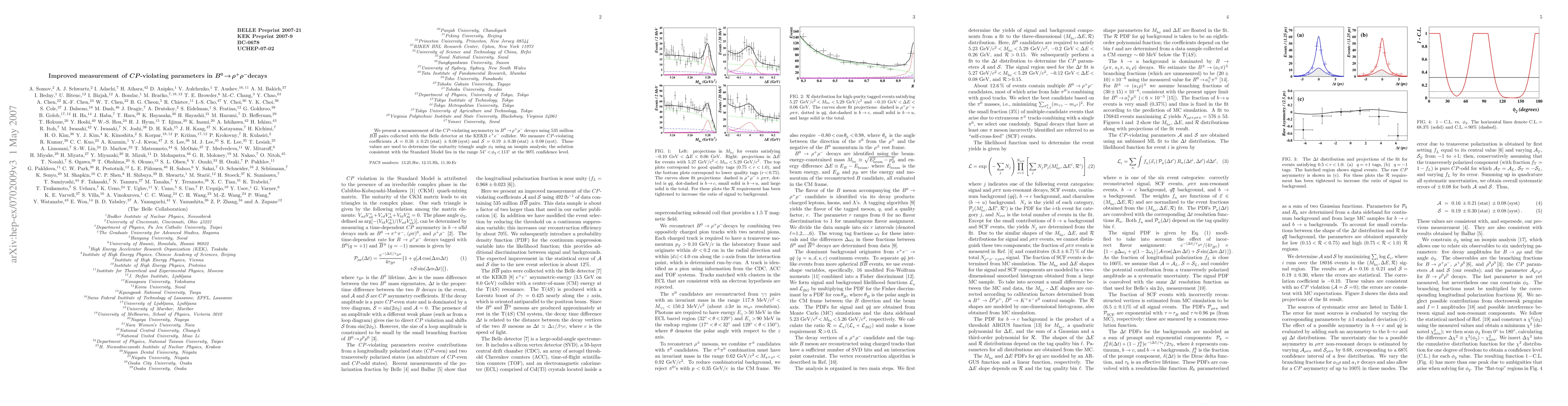 Thumbnail for Improved measurement of CP-violating parameters in rho+rho- decays