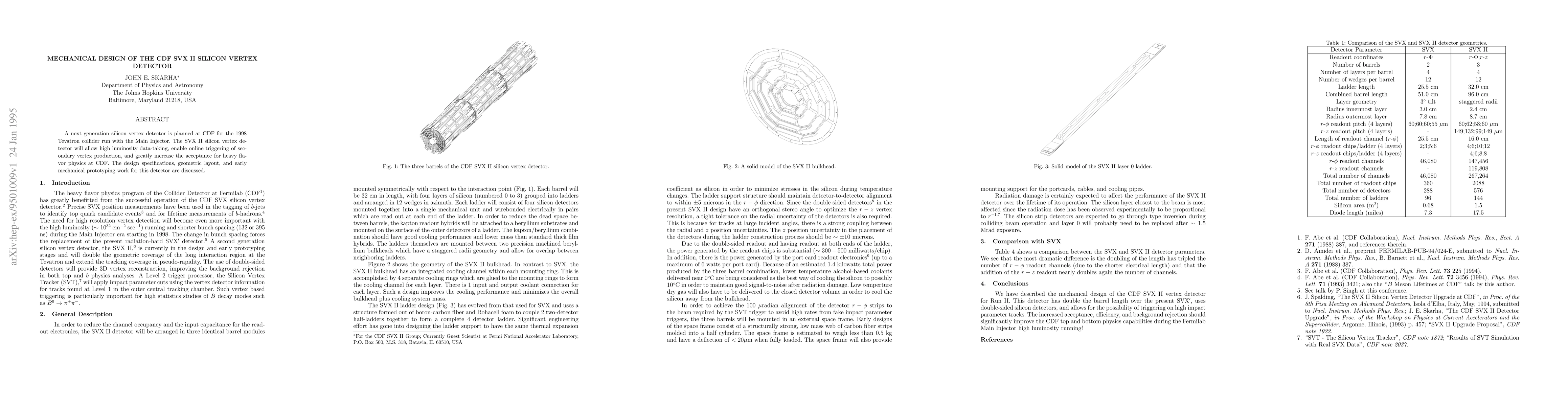 Thumbnail for Mechanical Design of the CDF SVX~II Silicon Vertex Detector