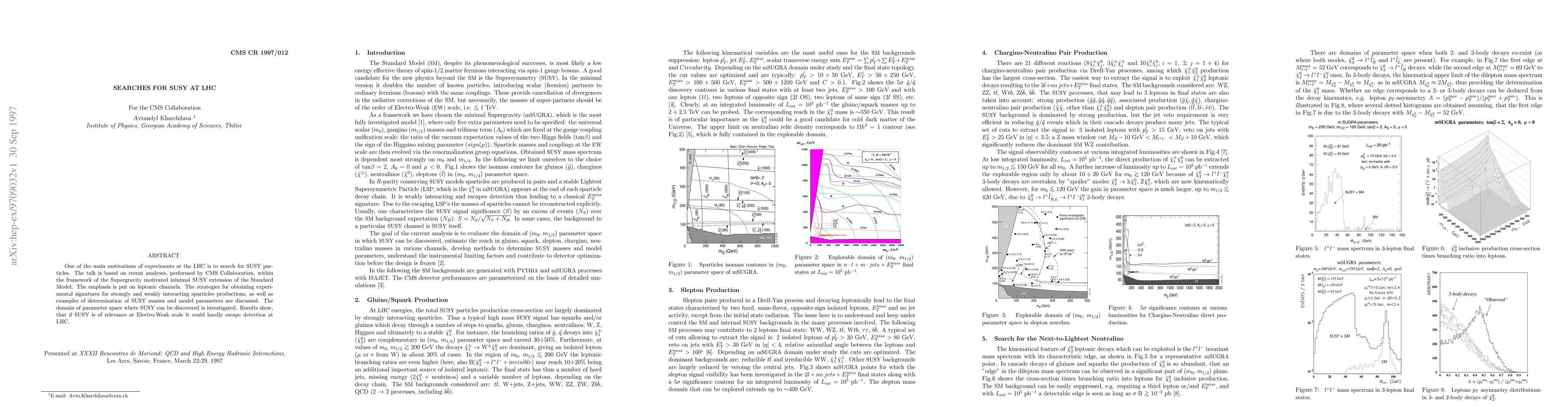 Thumbnail for Searches for SUSY at LHC