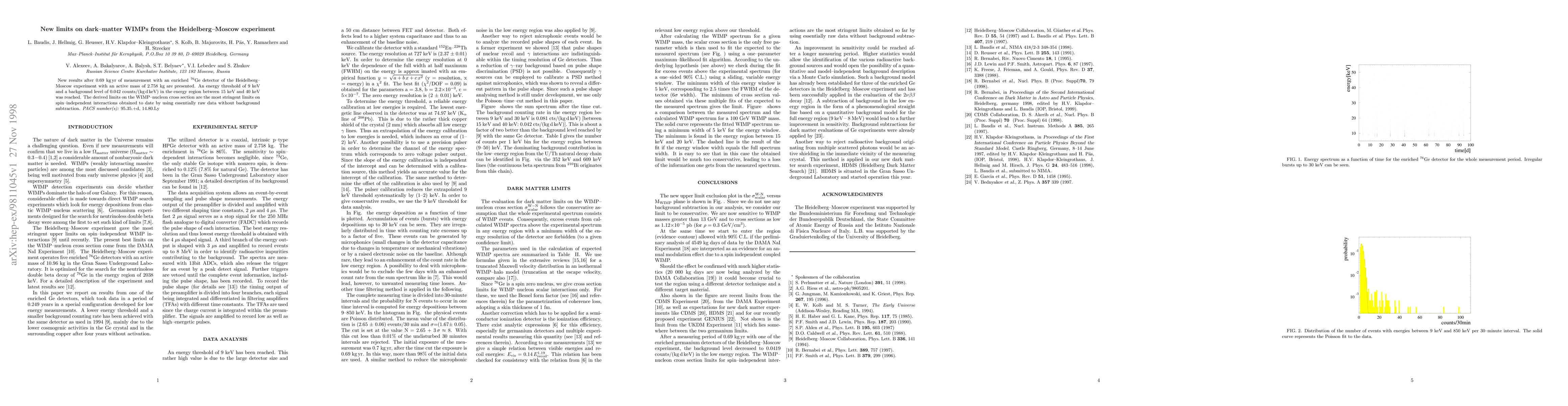 Thumbnail for New limits on dark--matter WIMPs from the Heidelberg--Moscow experiment