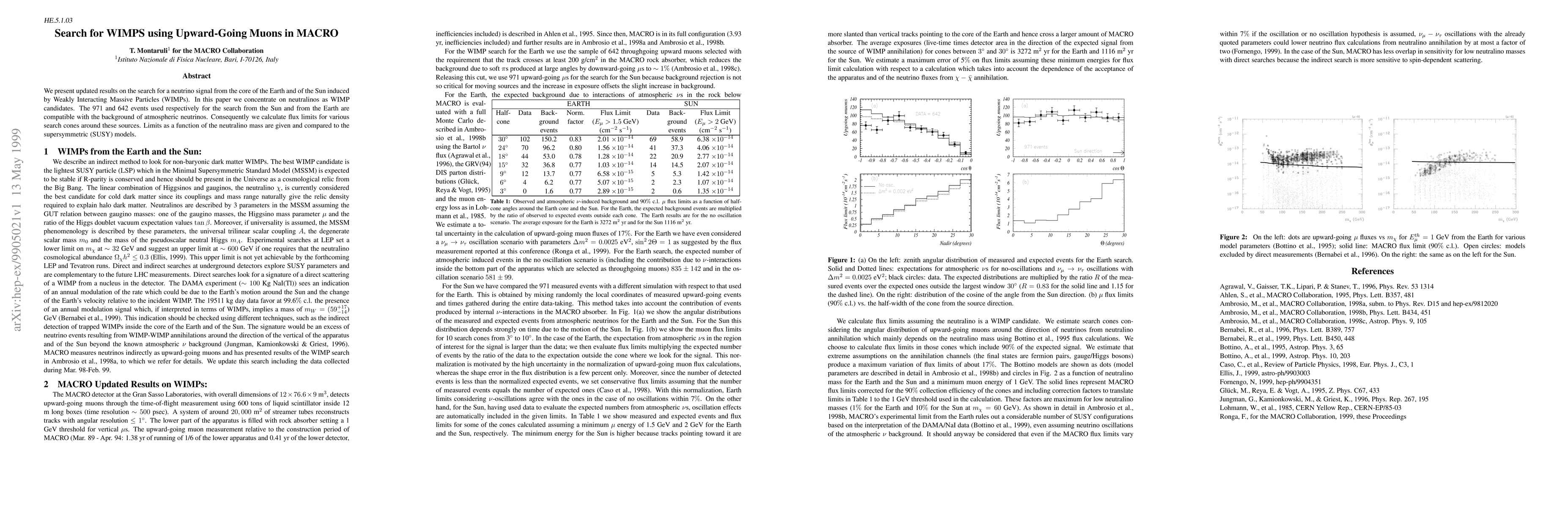 Thumbnail for Search for WIMPS using Upward-Going Muons in MACRO