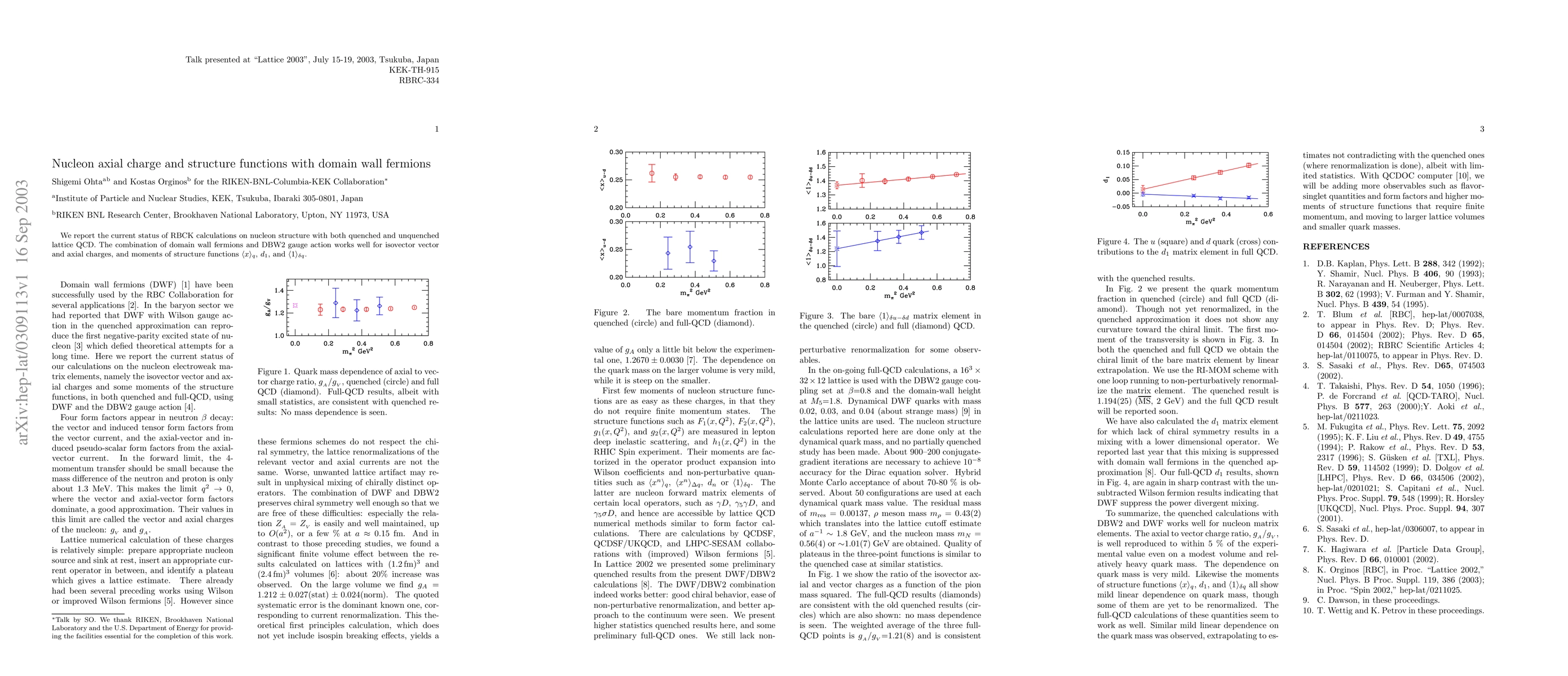 Thumbnail for Nucleon axial charge and structure functions with domain wall fermions