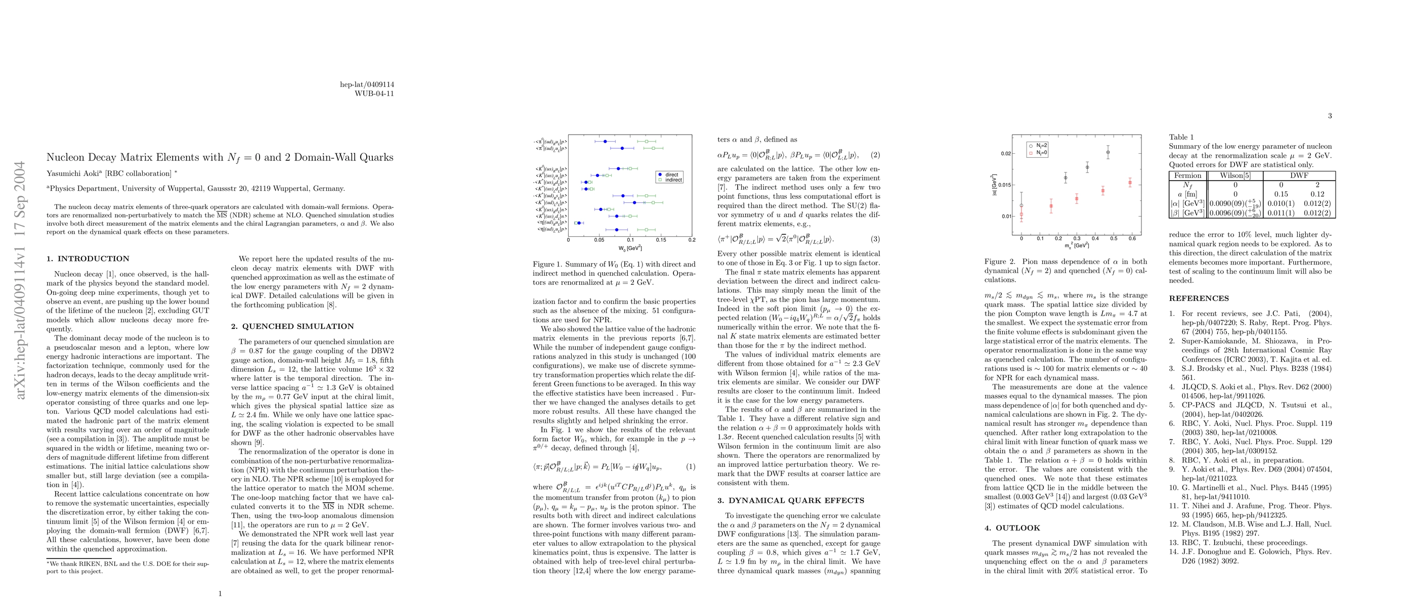 Thumbnail for Nucleon Decay Matrix Elements with N_f=0 and 2 Domain-Wall Quarks
