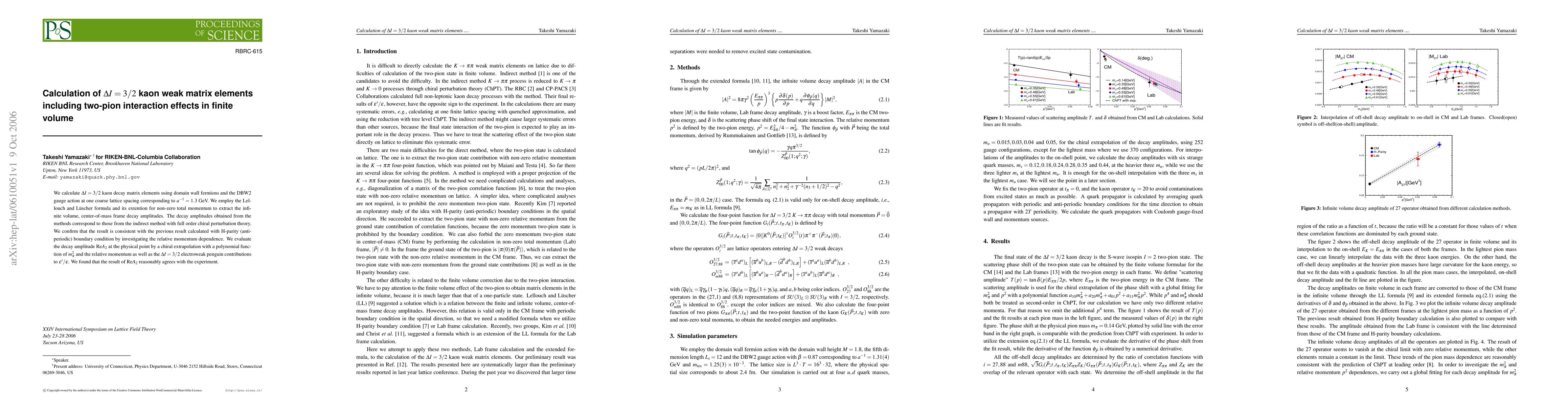 Thumbnail for Calculation of $\Delta I = 3/2$ kaon weak matrix elements including
  two-pion interaction effects in finite volume