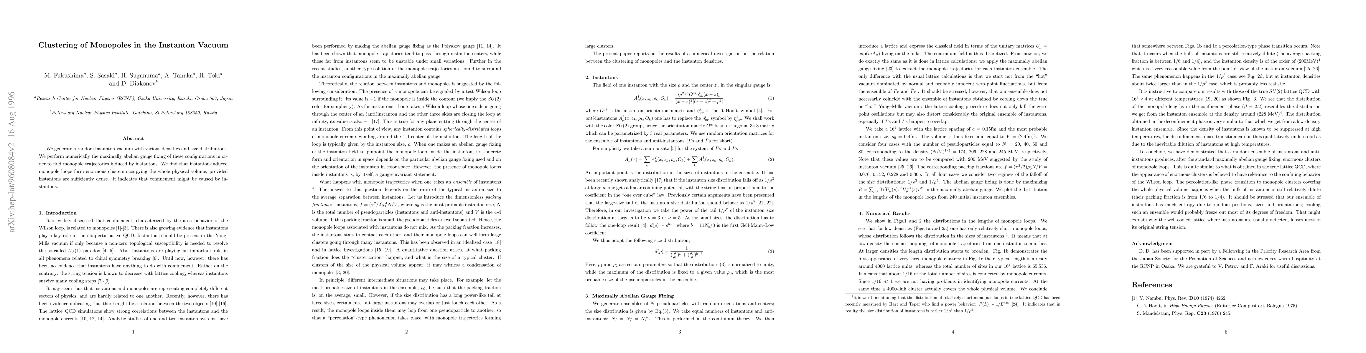 Thumbnail for Clustering of Monopoles in the Instanton Vacuum