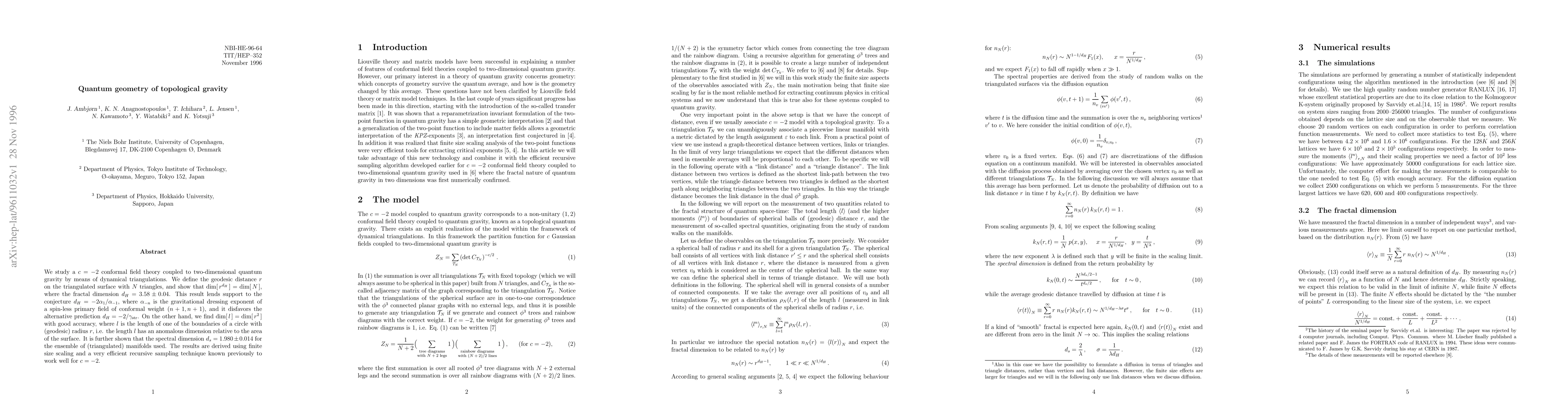 Thumbnail for Quantum geometry of topological gravity