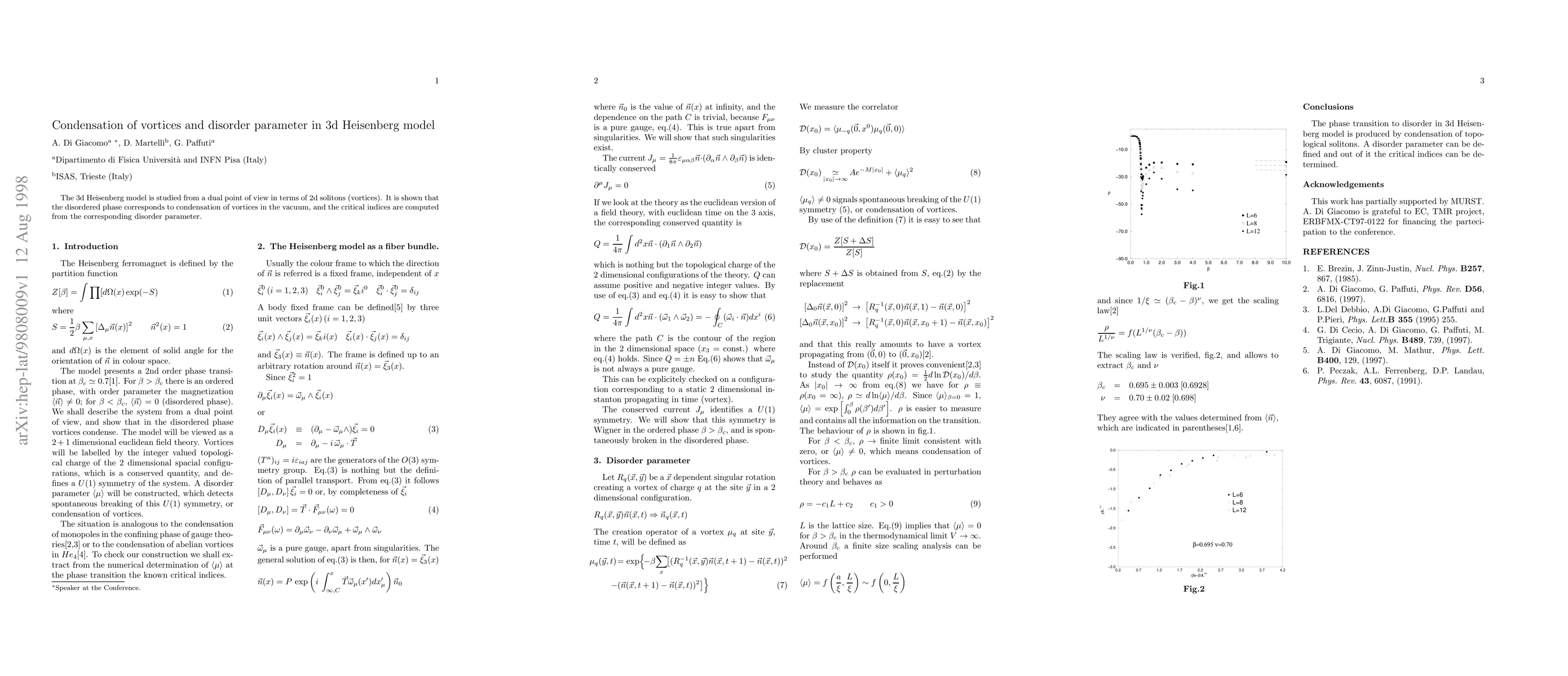 Thumbnail for Condensation of vortices and disorder parameter in 3d Heisenberg model