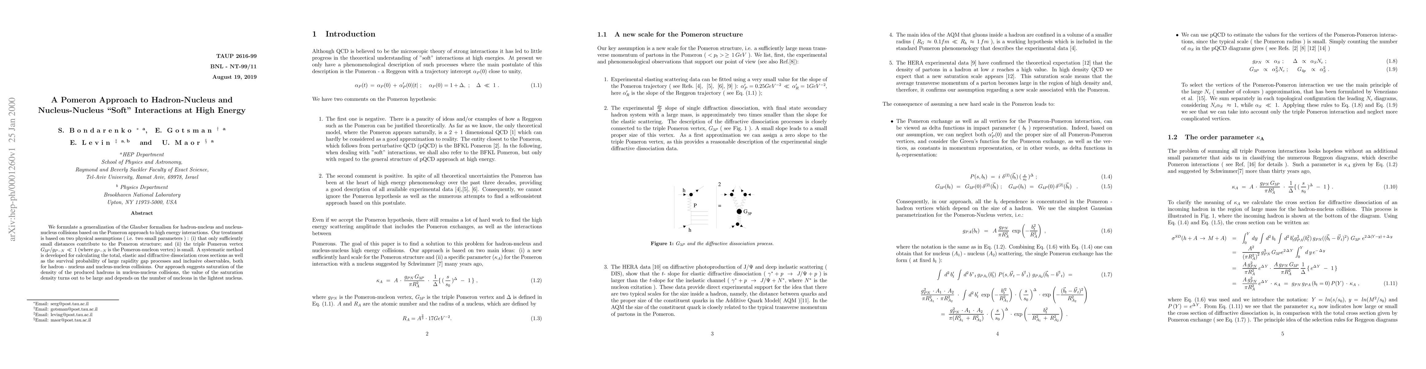 Thumbnail for A Pomeron Approach to Hadron-Nucleus and Nucleus-Nucleus "Soft"
  Interactions at High Energy