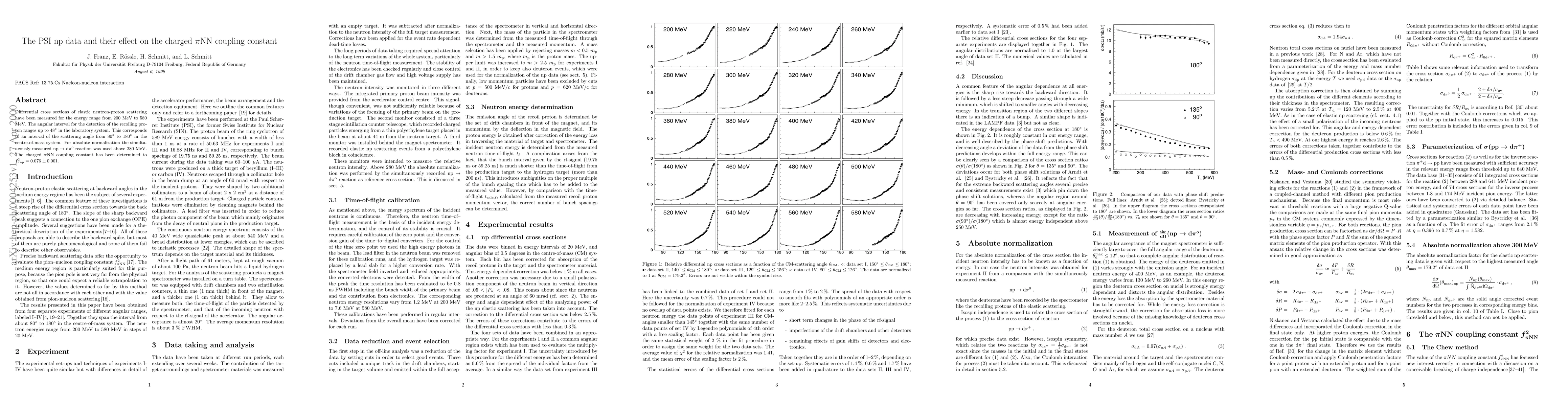 Thumbnail for The PSI np data and their effect on the charge Pi-N-N coupling constant