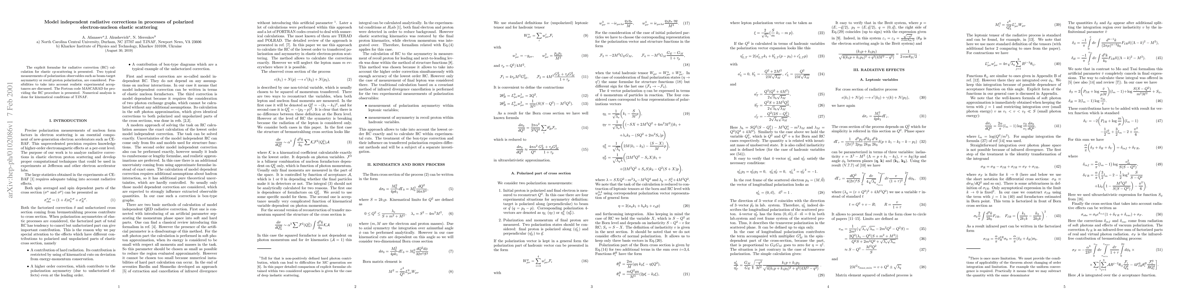 Thumbnail for Model independent radiative corrections in processes of polarized
  electron-nucleon elastic scattering