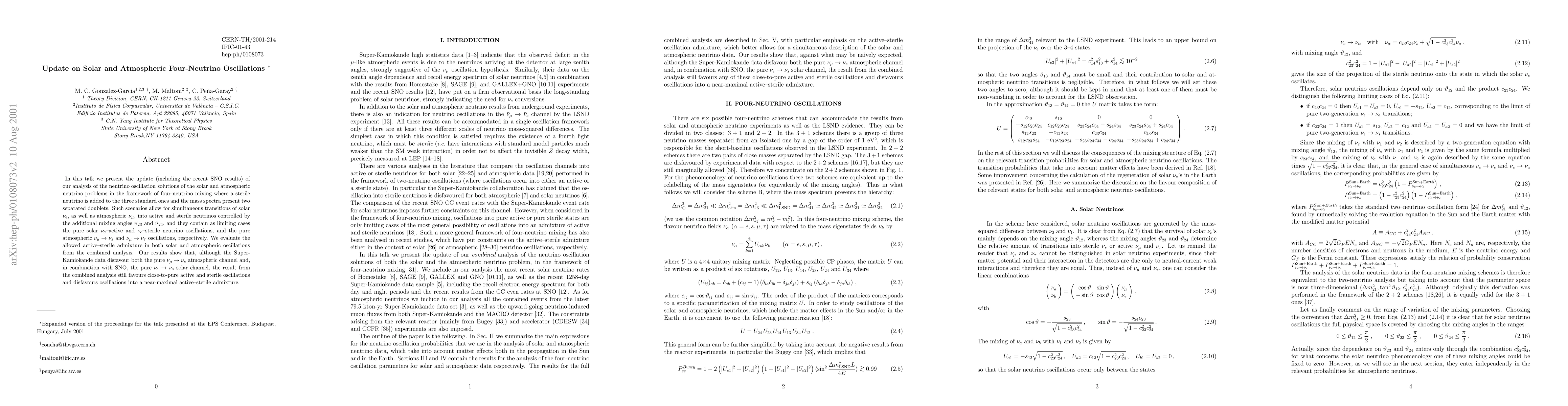 Thumbnail for Update on Solar and Atmospheric Four-Neutrino Oscillations