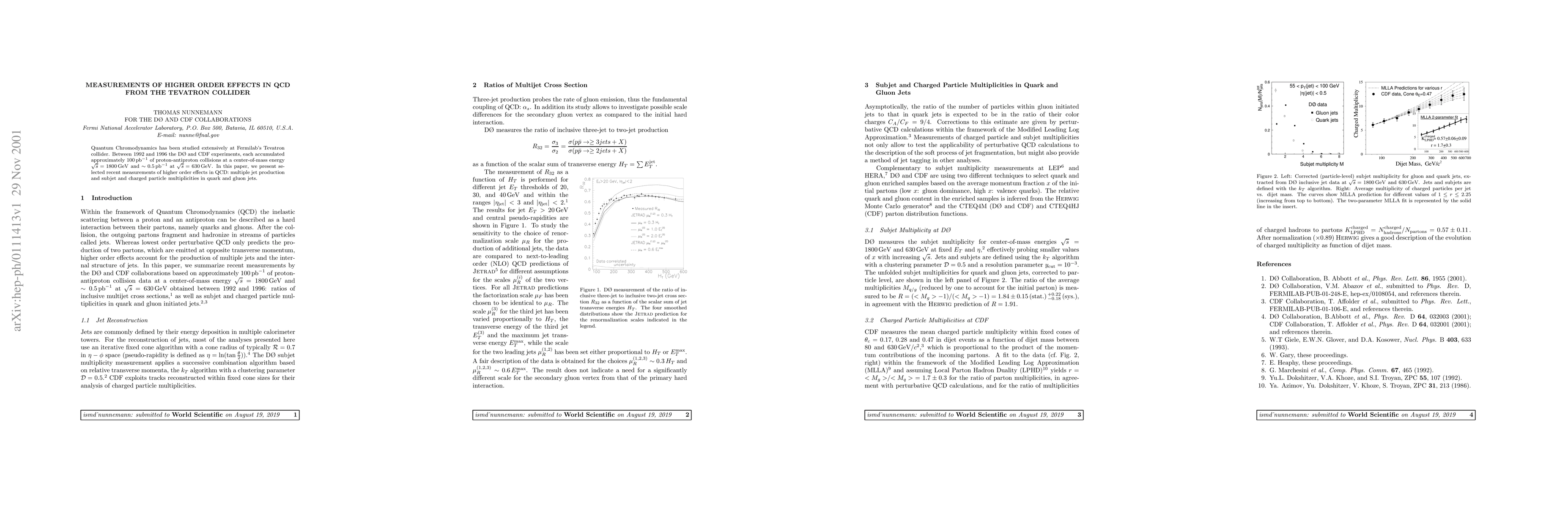 Thumbnail for Measurements of Higher Order Effects in QCD from the Tevatron Collider