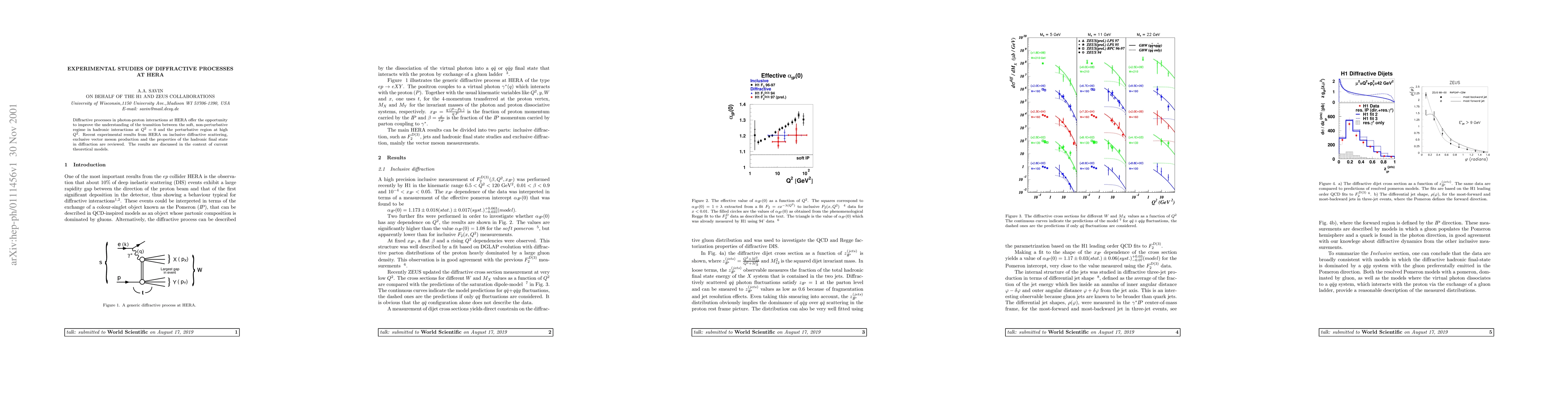Thumbnail for Experimental Studies of Diffractive Processes at HERA