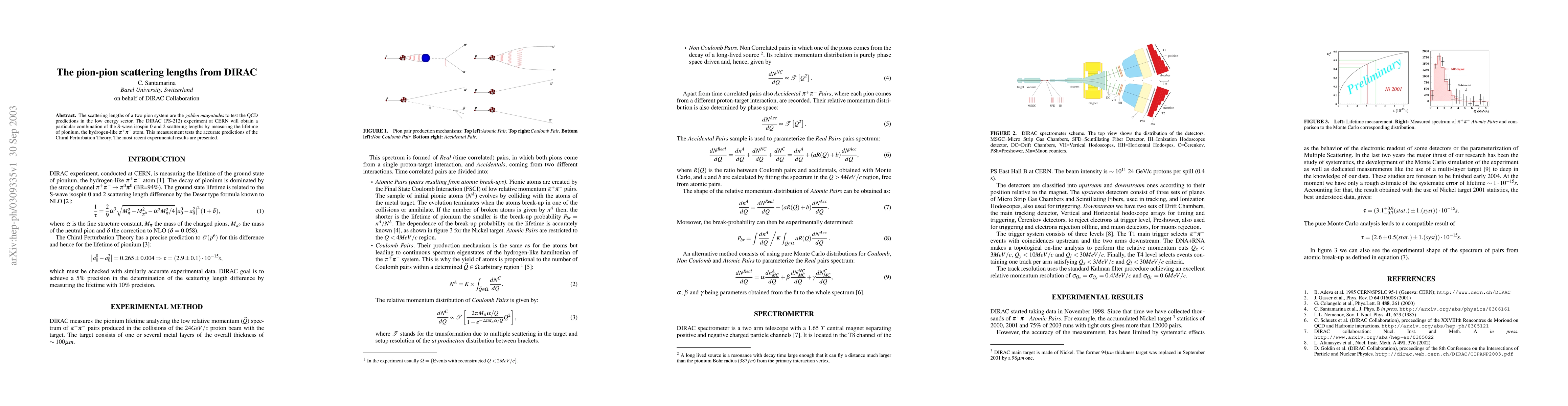 Thumbnail for The pion-pion scattering lengths from DIRAC