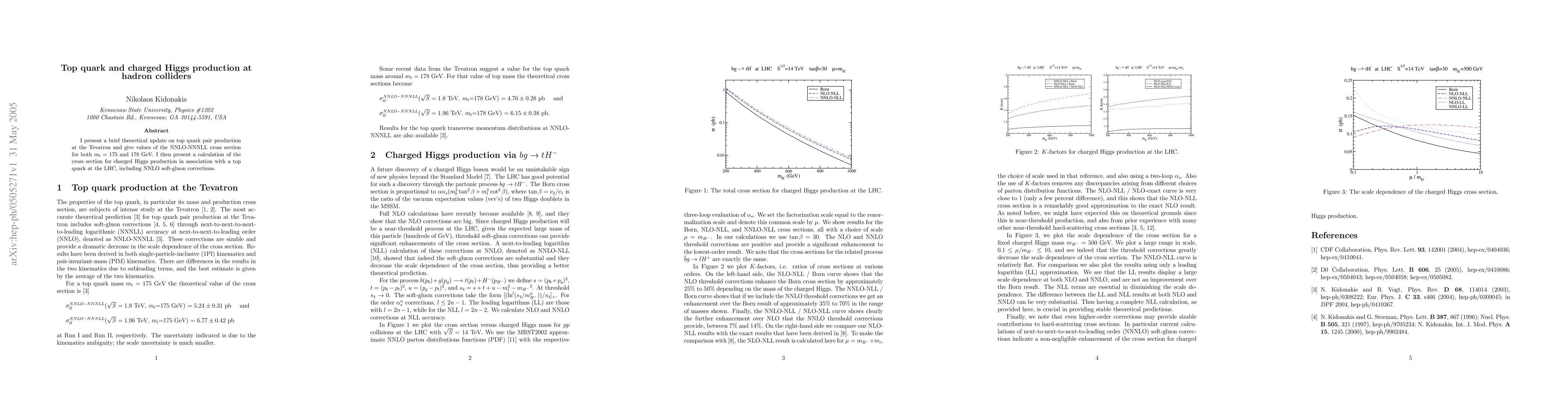 Thumbnail for Top quark and charged Higgs production at hadron colliders