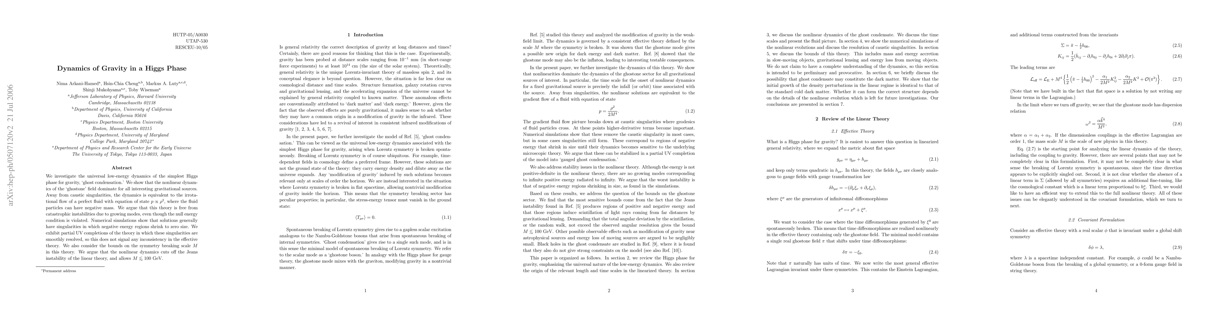 Thumbnail for Dynamics of Gravity in a Higgs Phase