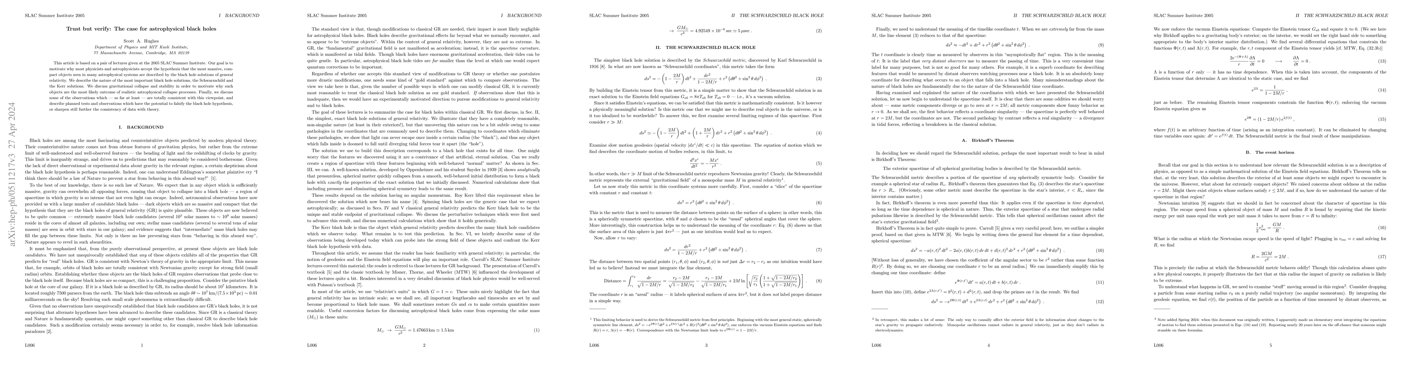 Thumbnail for Trust but verify: The case for astrophysical black holes