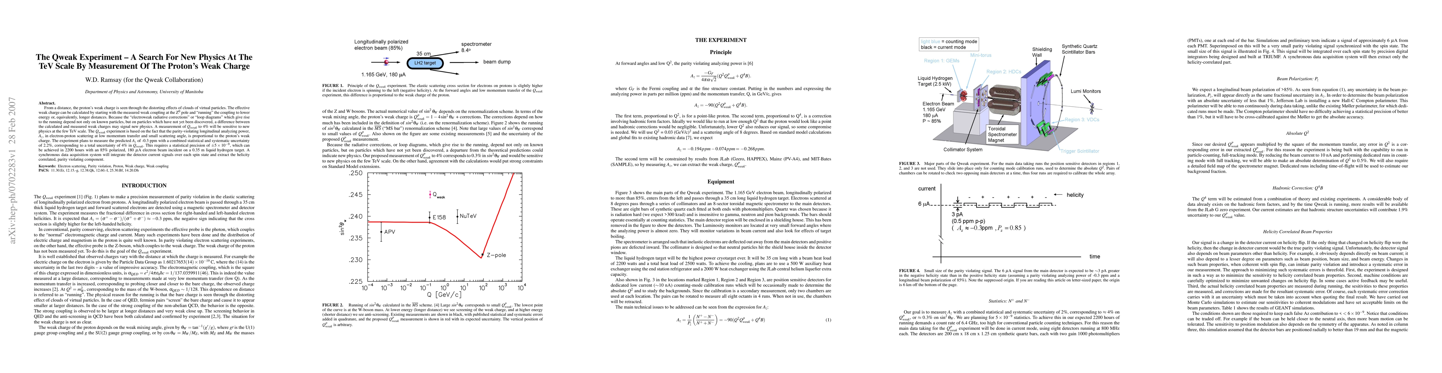 Thumbnail for The Qweak Experiment -- A search for new physics at the TeV Scale by
  measurement of the proton's weak charge
