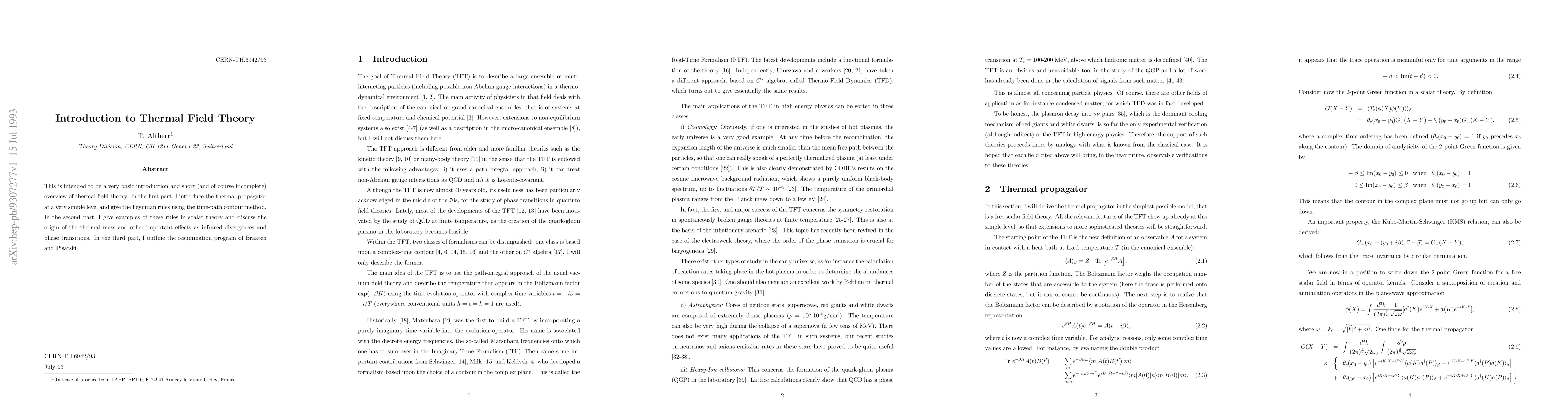 Thumbnail for Introduction to Thermal Field Theory