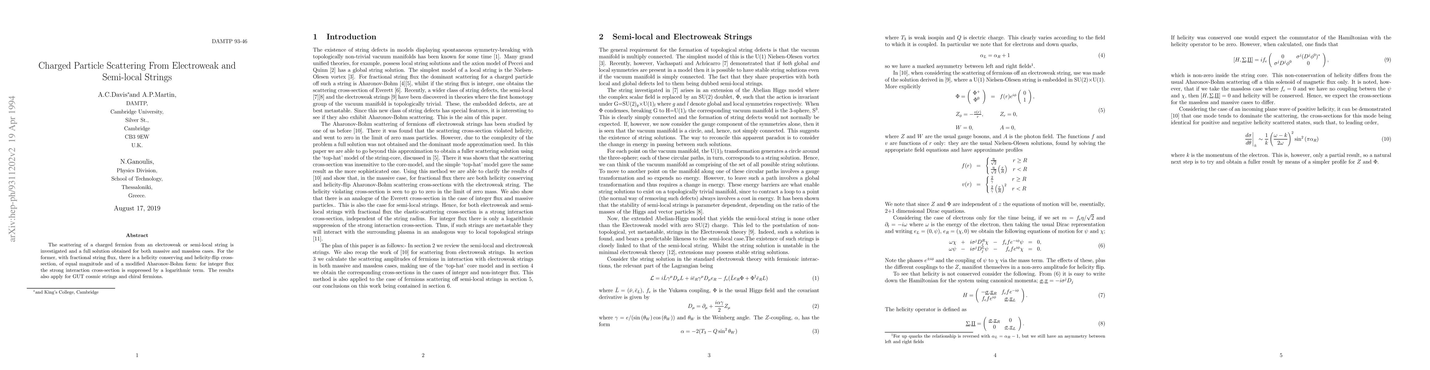 Thumbnail for Charged Particle Scattering from Electroweak and Semi-Local Strings