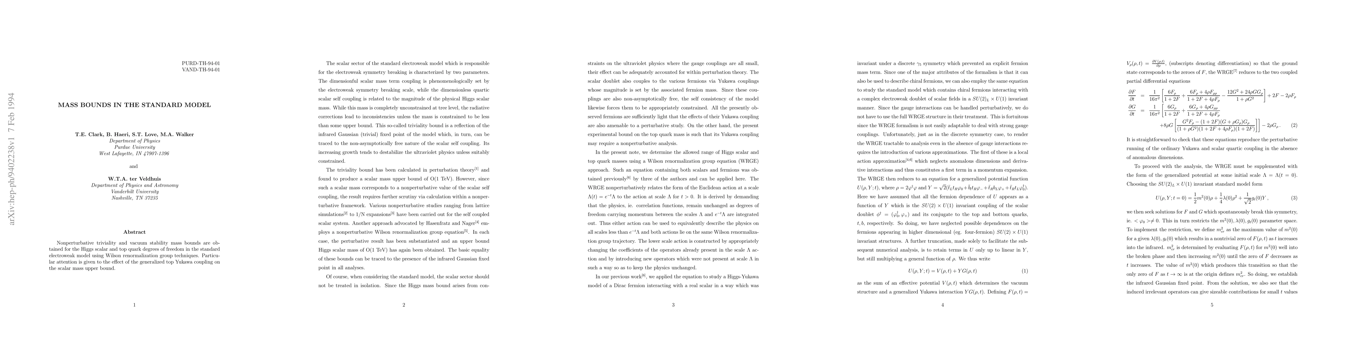 Thumbnail for Mass Bounds in the Standard Model