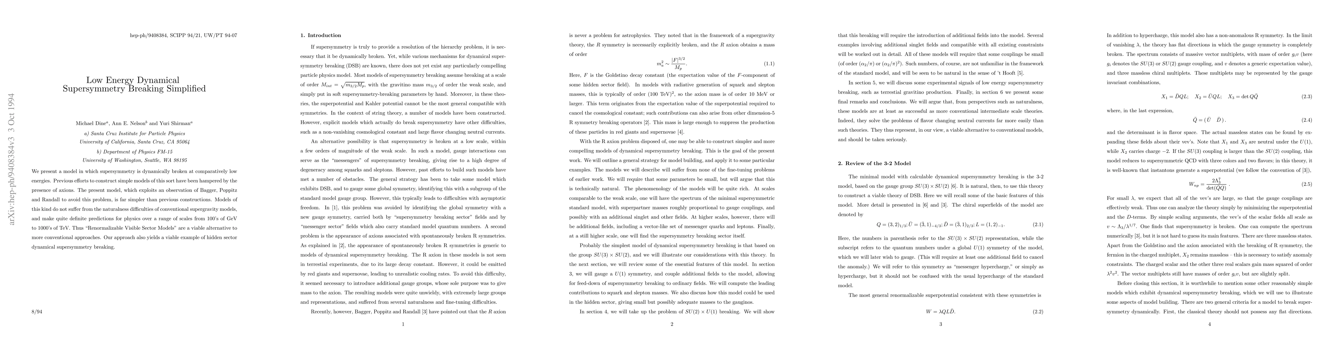 Thumbnail for Dynamical Supersymmetry Breaking Simplified