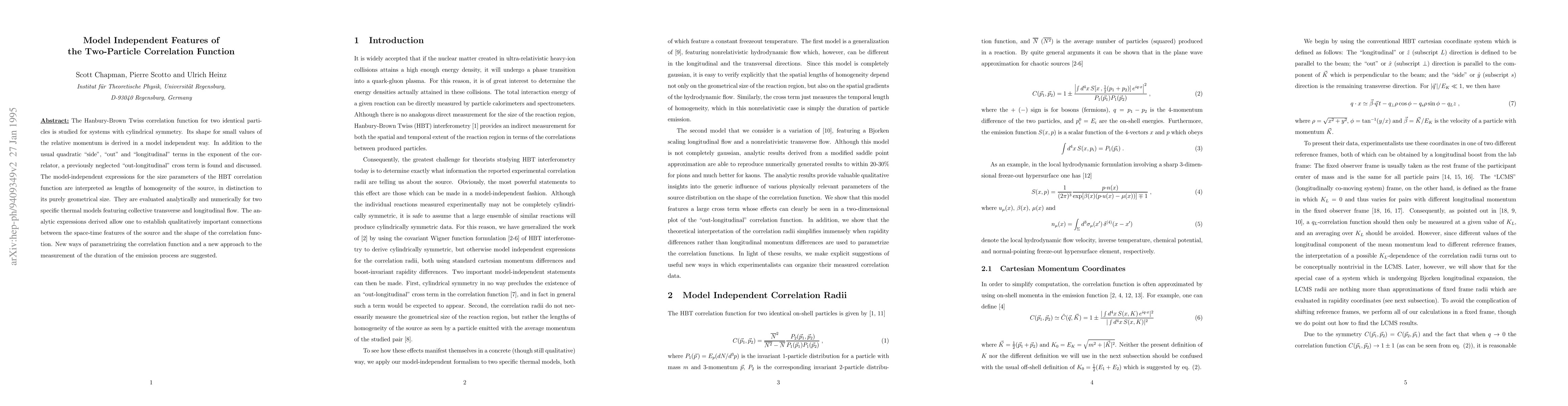 Thumbnail for Model Independent Features of the Two-Particle Correlation Function