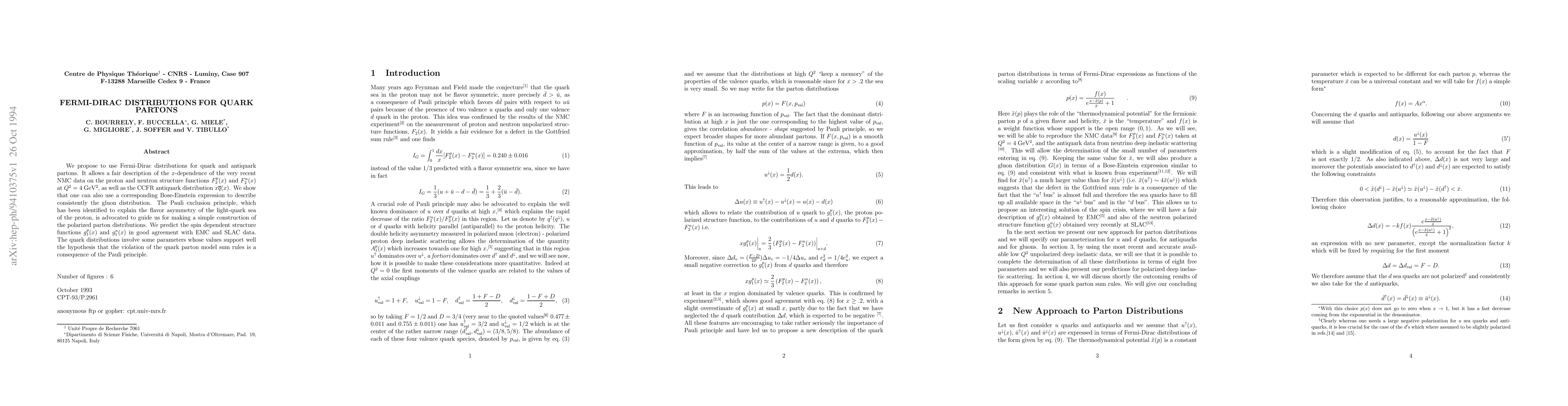 Thumbnail for Fermi-Dirac Distributions for Quark Partons