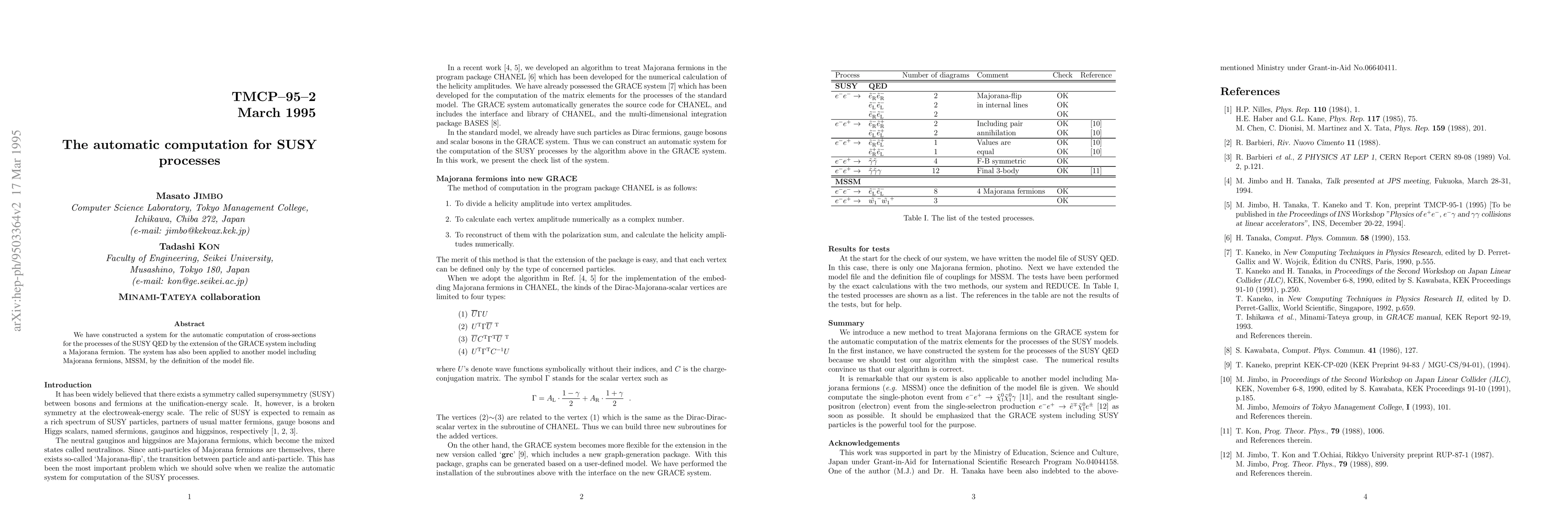 Thumbnail for The automatic computation for SUSY processes