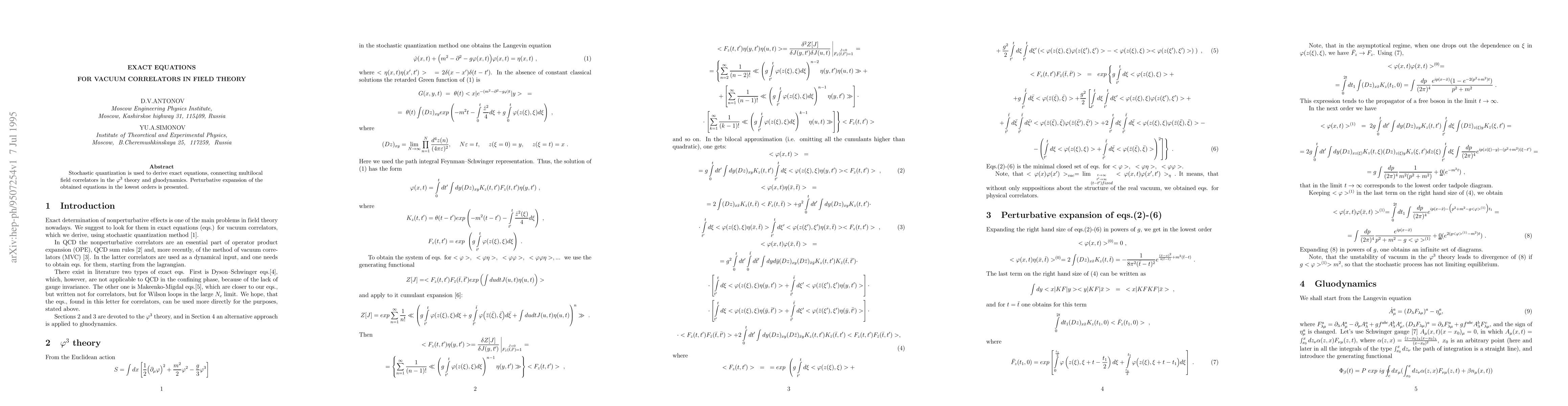 Thumbnail for Exact equations for vacuum correlators in field theory
