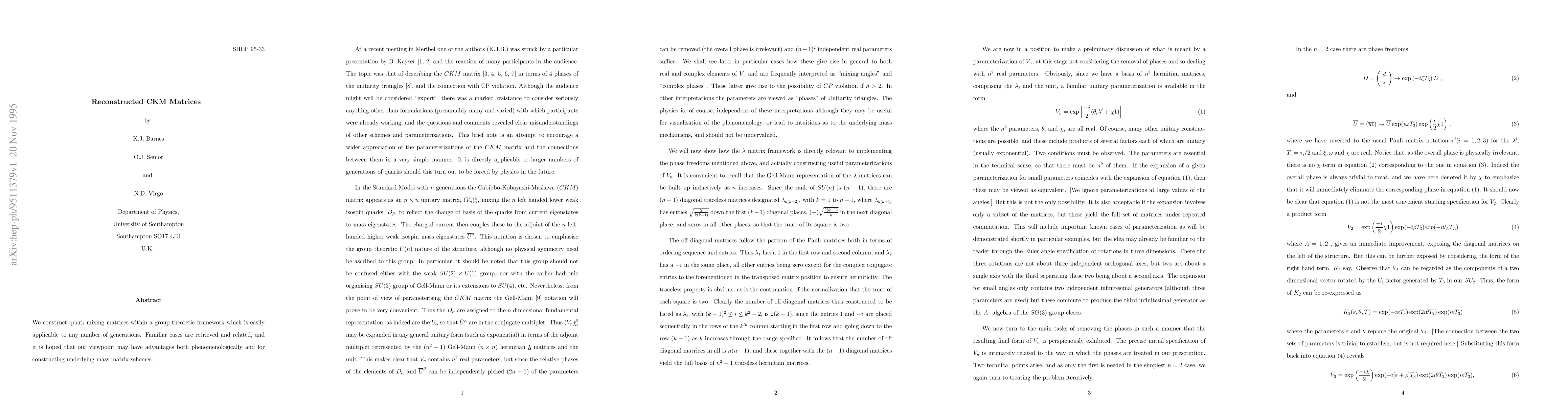 Thumbnail for Reconstructed CKM Matrices
