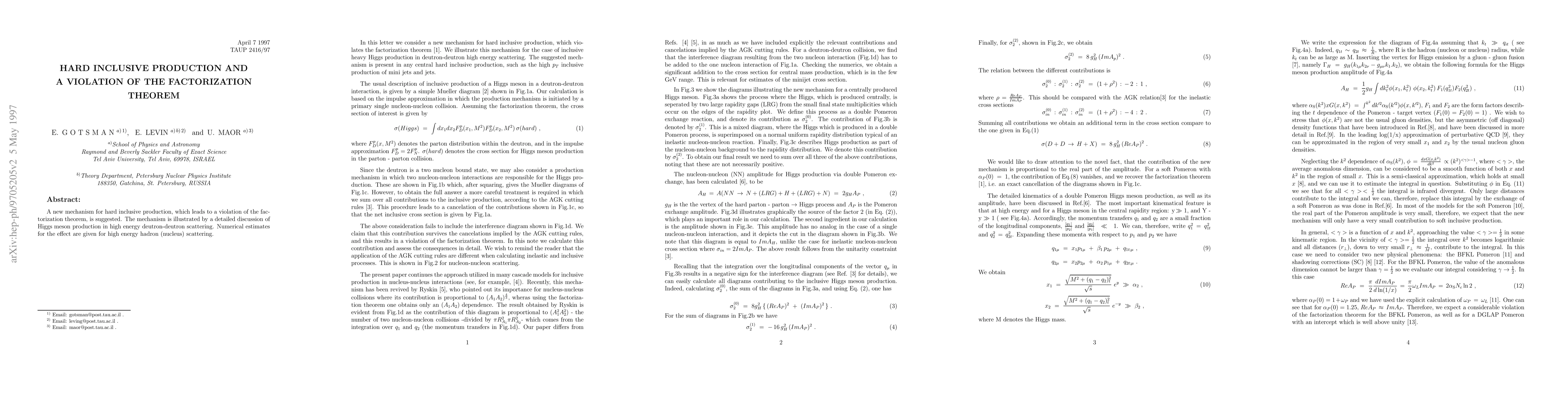 Thumbnail for Hard inclusive production and a violation of the factorization theorem