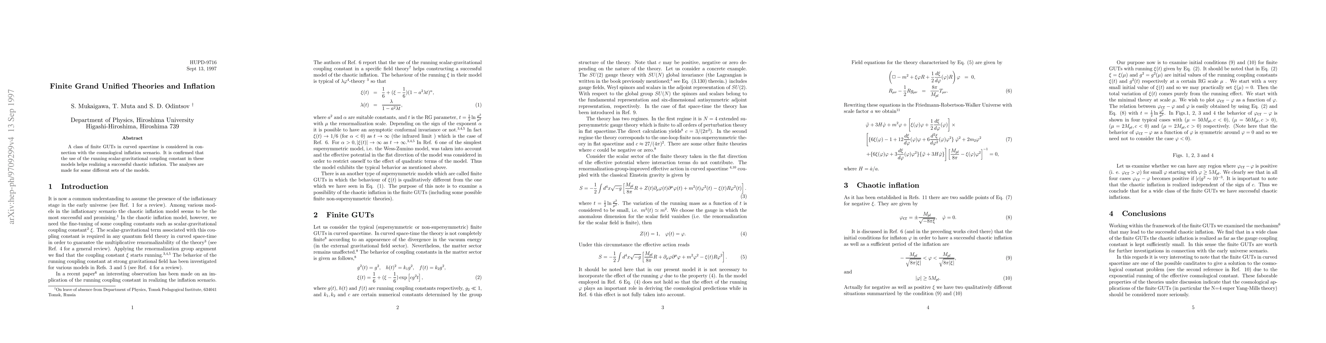 Thumbnail for Finite Grand Unified Theories and Inflation