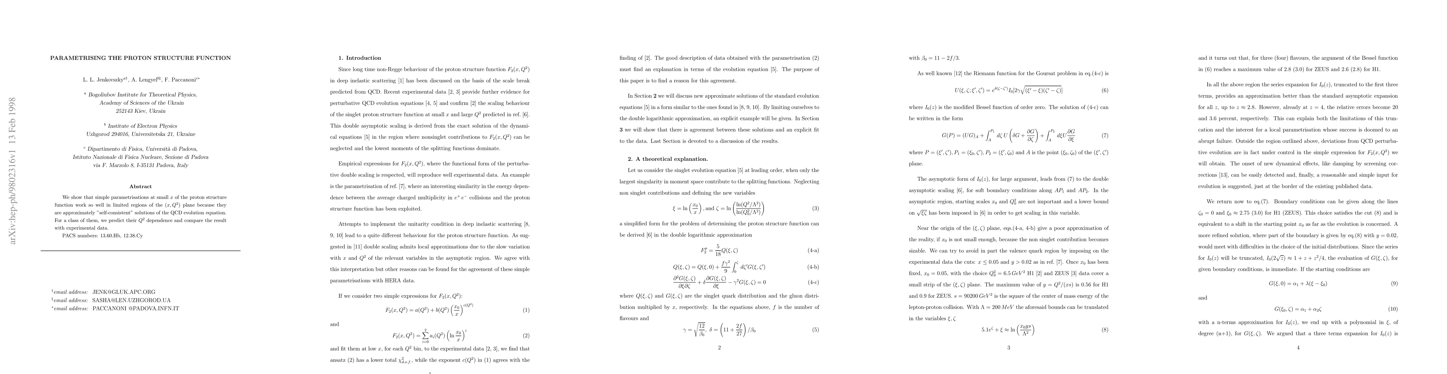 Thumbnail for Parametrising the proton structure function