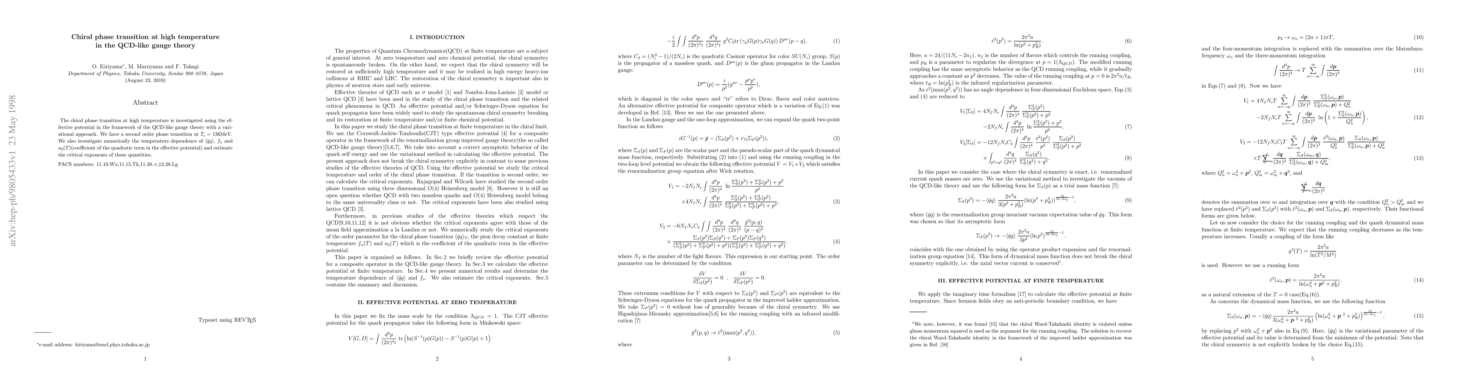 Thumbnail for Chiral phase transition at high temperature in the QCD-like gauge theory