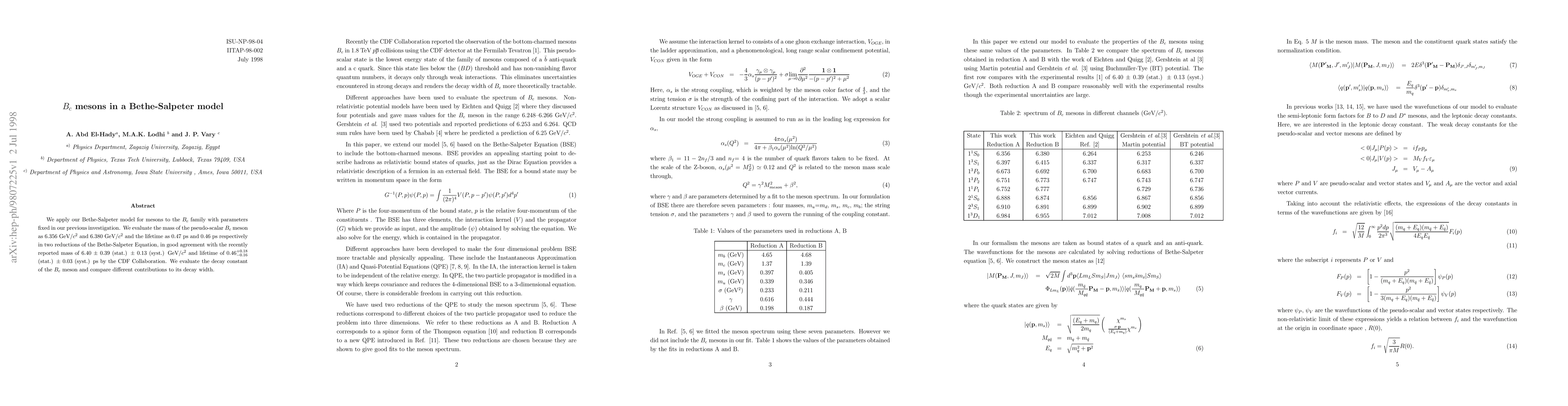 Thumbnail for $B_c$ mesons in a Bethe-Salpeter model