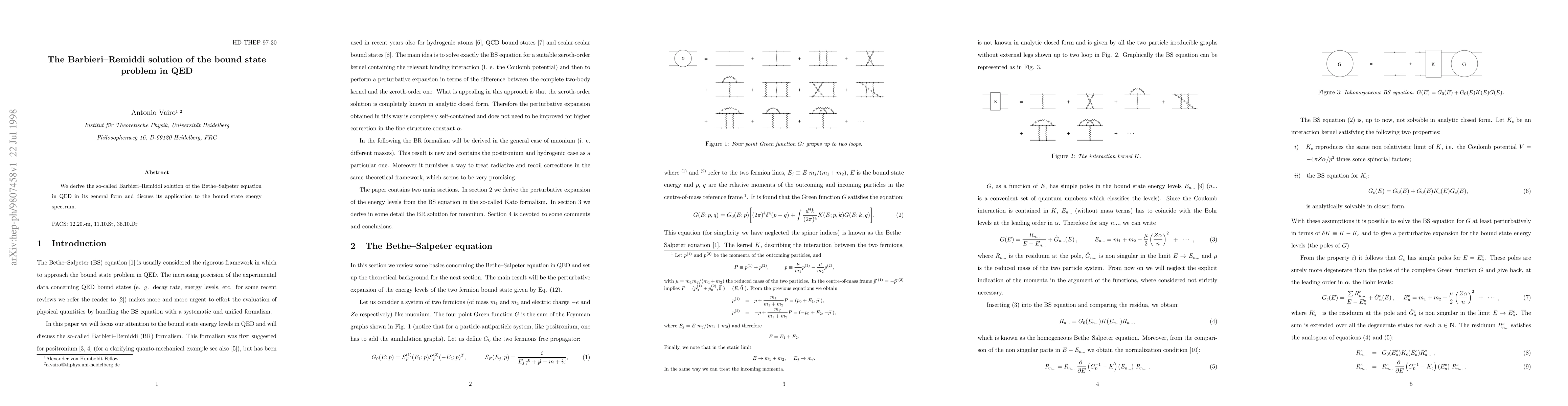 Thumbnail for The Barbieri-Remiddi solution of the bound state problem in QED