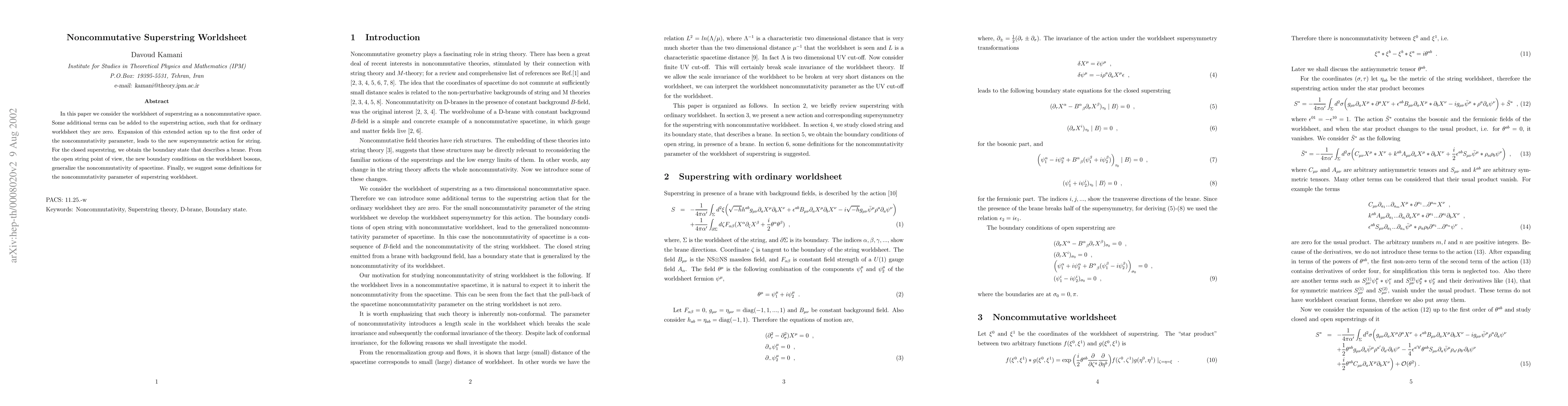 Thumbnail for Noncommutative Superstring Worldsheet