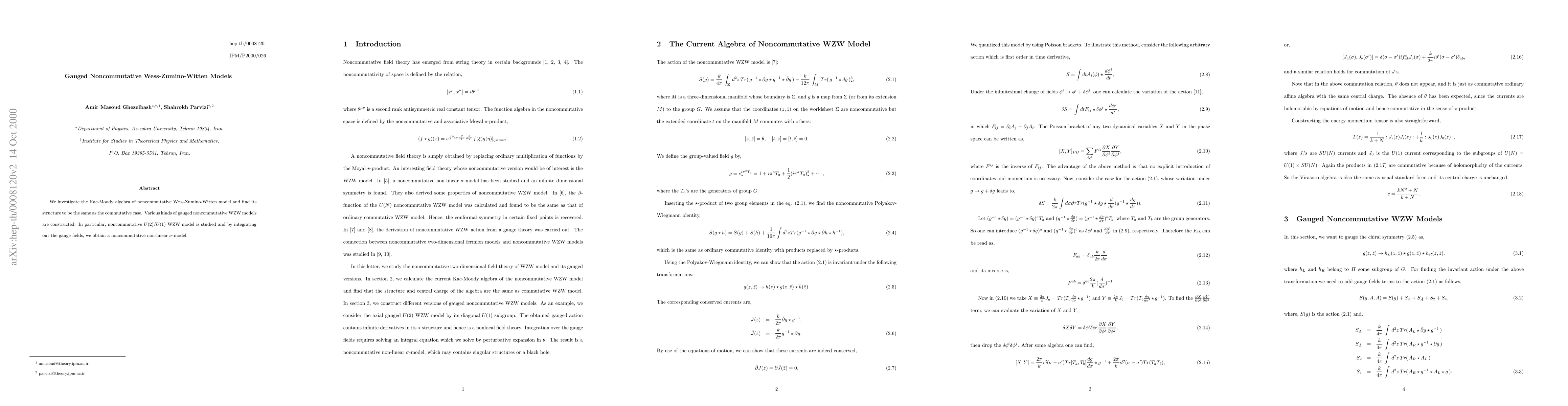 Thumbnail for Gauged Noncommutative Wess-Zumino-Witten Models