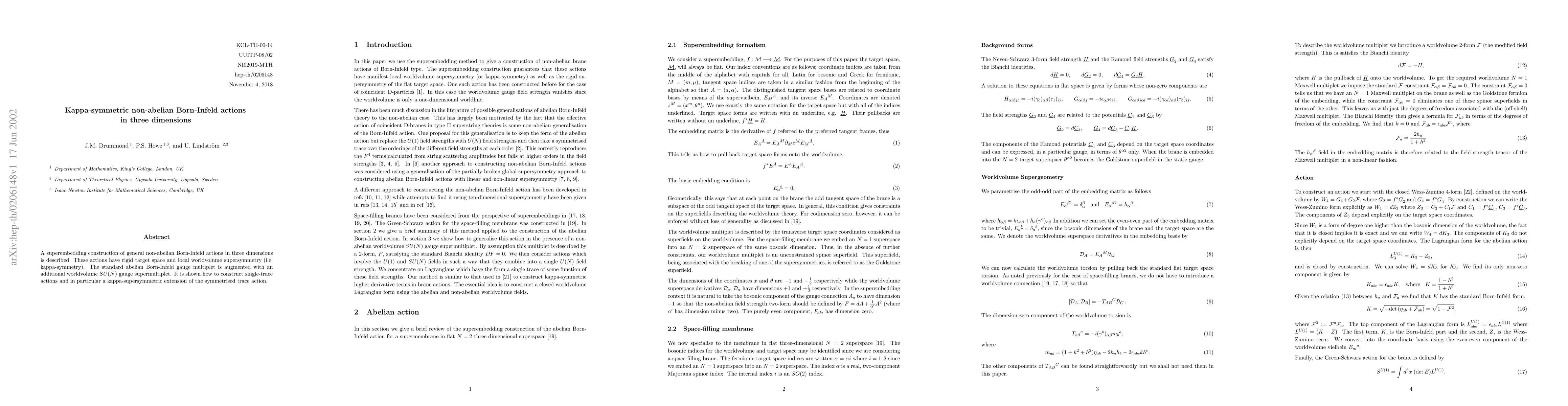 Thumbnail for Kappa-symmetric non-abelian Born-Infeld actions in three dimensions