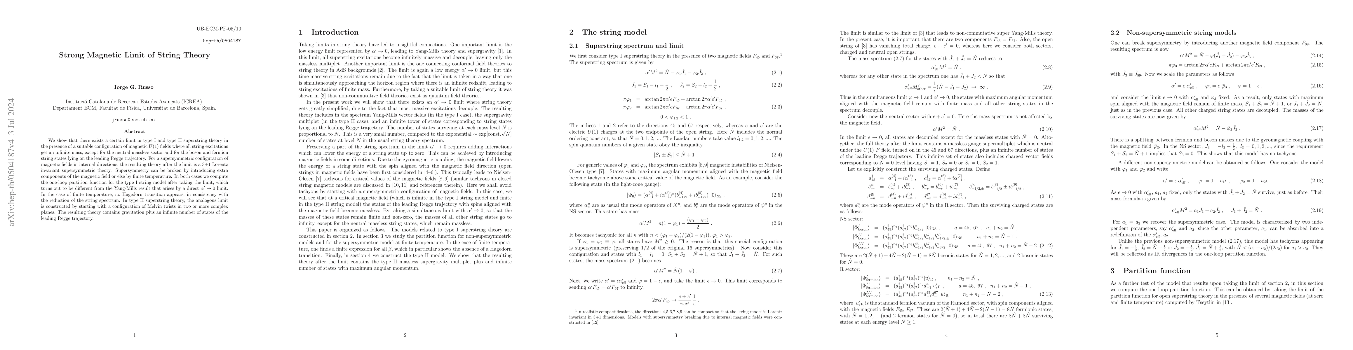 Thumbnail for Strong Magnetic Limit of String Theory