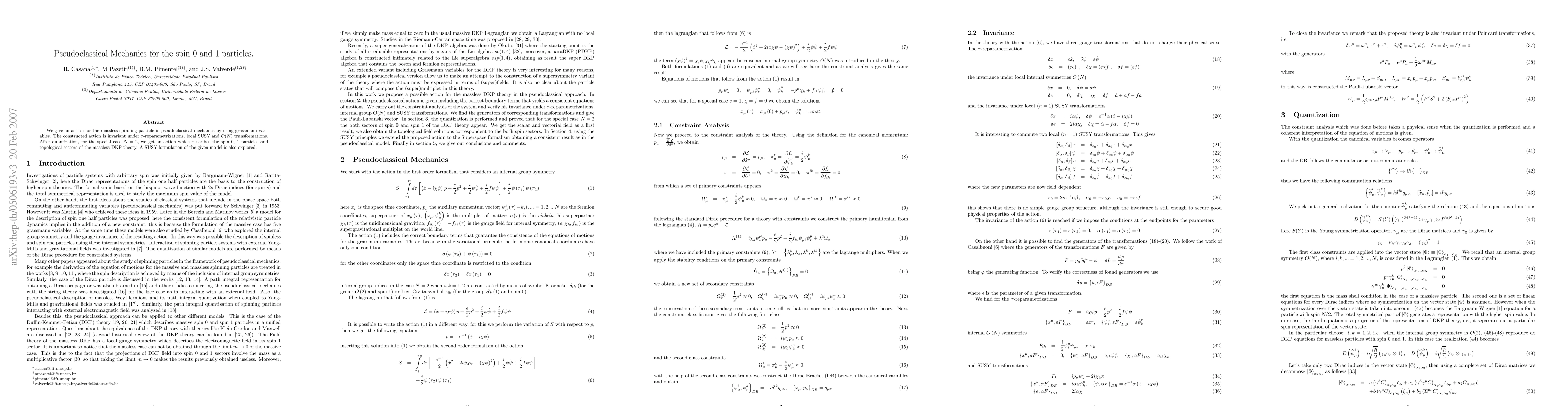 Thumbnail for Pseudoclassical Mechanics for the spin 0 and 1 particles
