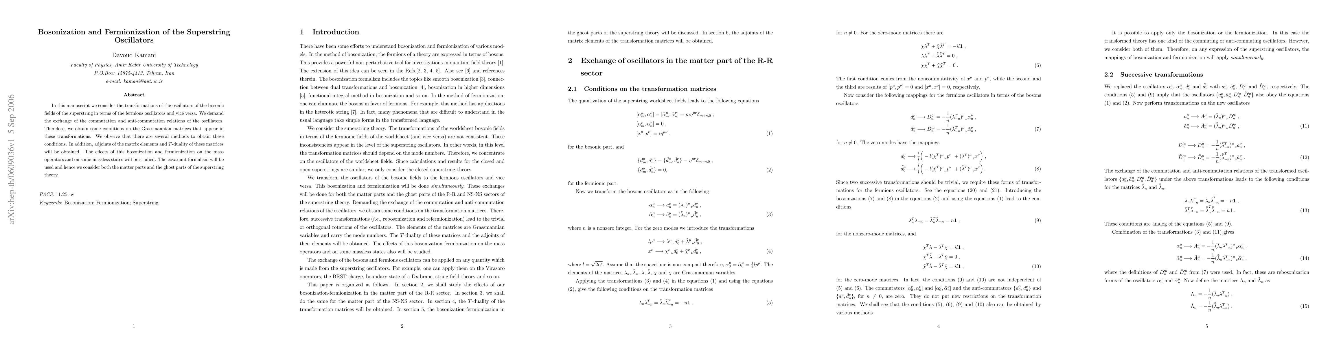 Thumbnail for Bosonization and Fermionization of the Superstring Oscillators
