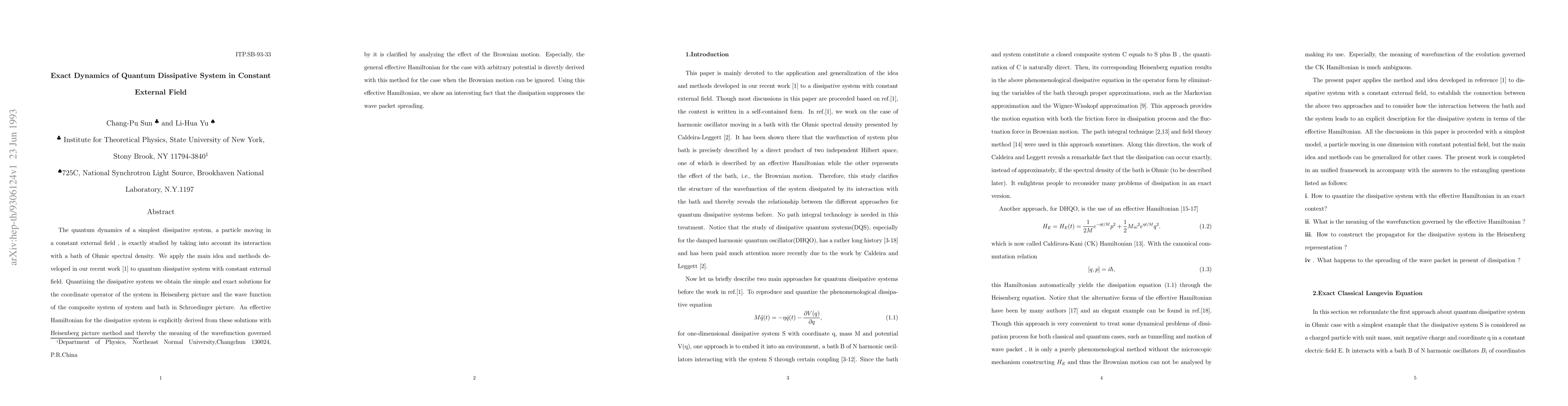 Thumbnail for Exact Dynamics of Quantum Dissipative System in Constant External Field
