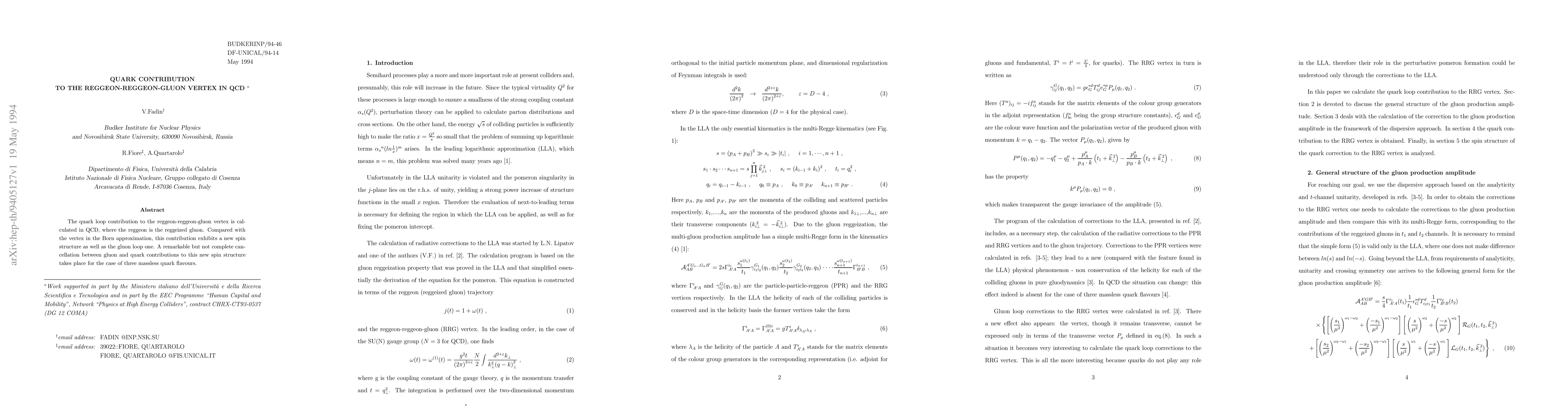 Thumbnail for Quark contribution to the reggeon-reggeon-gluon vertex in QCD