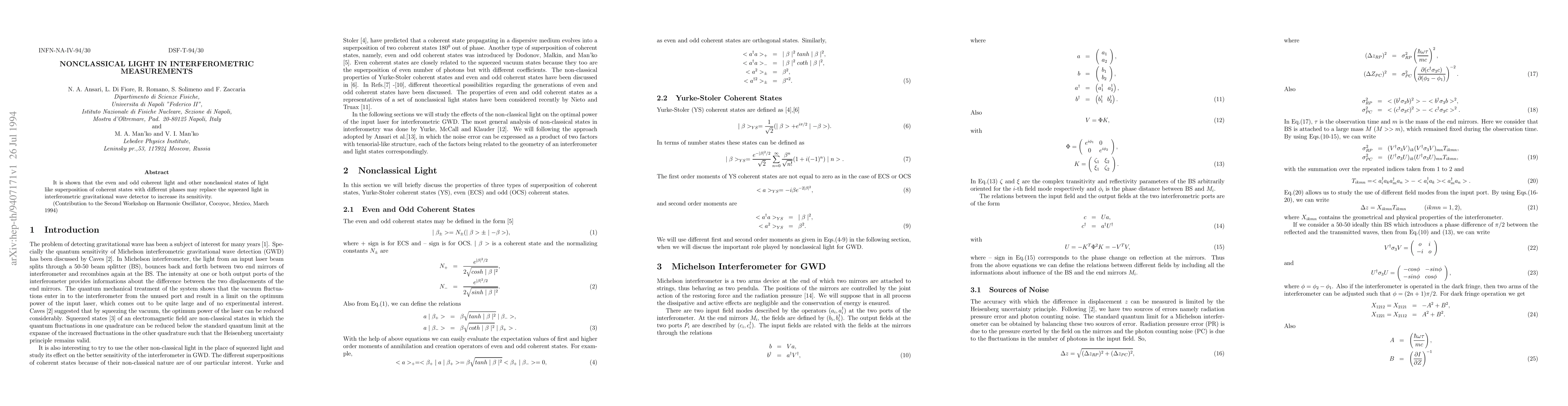 Thumbnail for Nonclassical Light in Interferometric Measurements