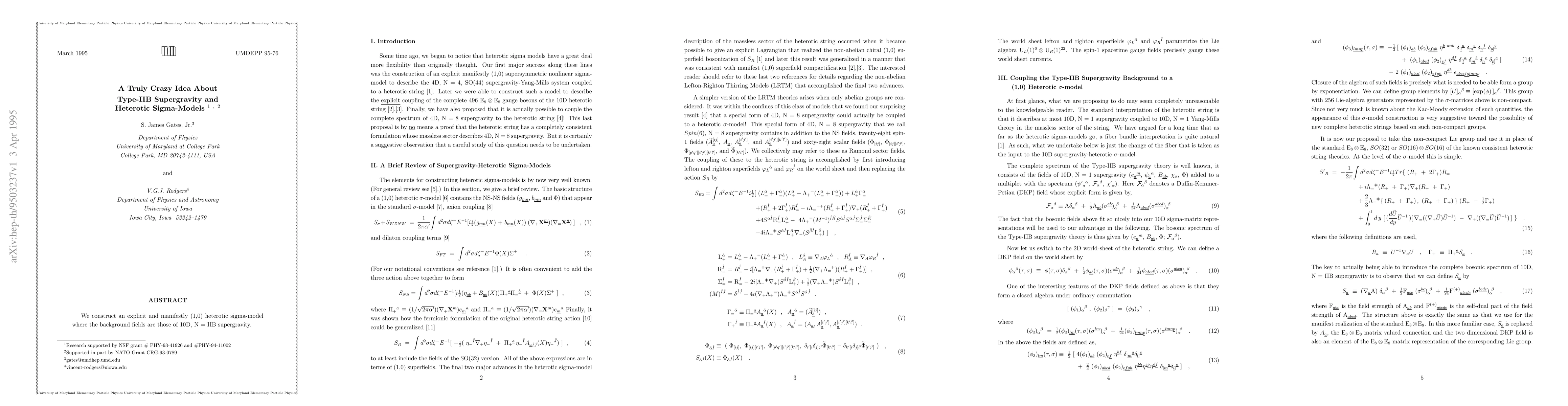 Thumbnail for A Truly Crazy Idea About Type-IIB Supergravity and Heterotic
  Sigma-Models
