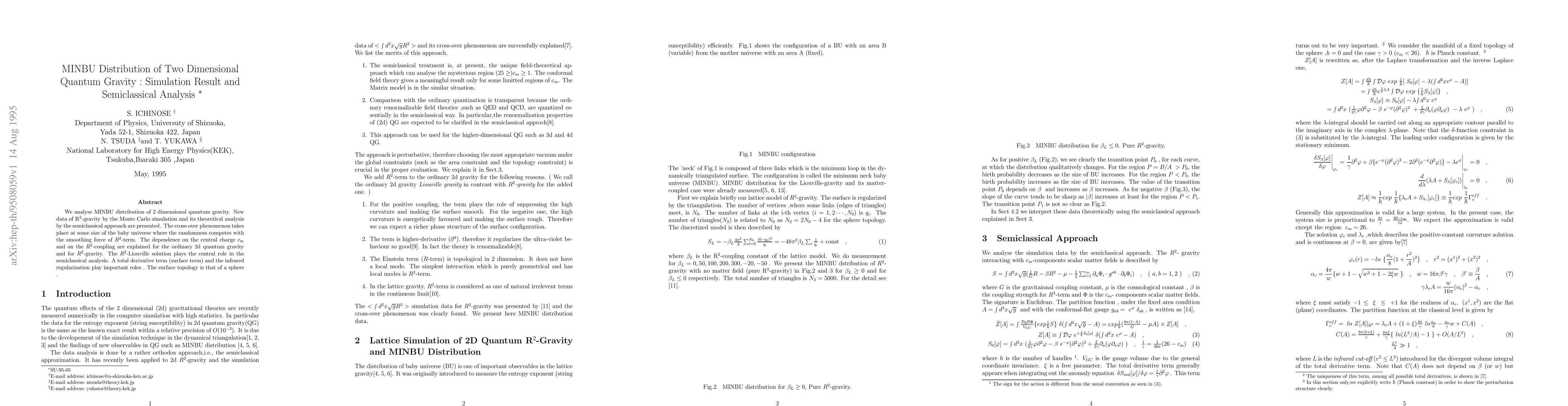 Thumbnail for MINBU Distribution of Two Dimensional Quantum Gravity: Simulation Result
  and Semiclassical Analysis