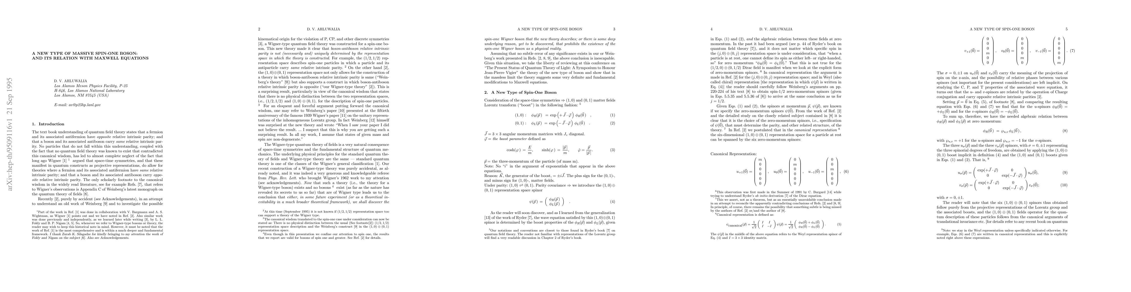 Thumbnail for A New Type of Massive Spin-One Boson: and its Relation with Maxwell
  Equations