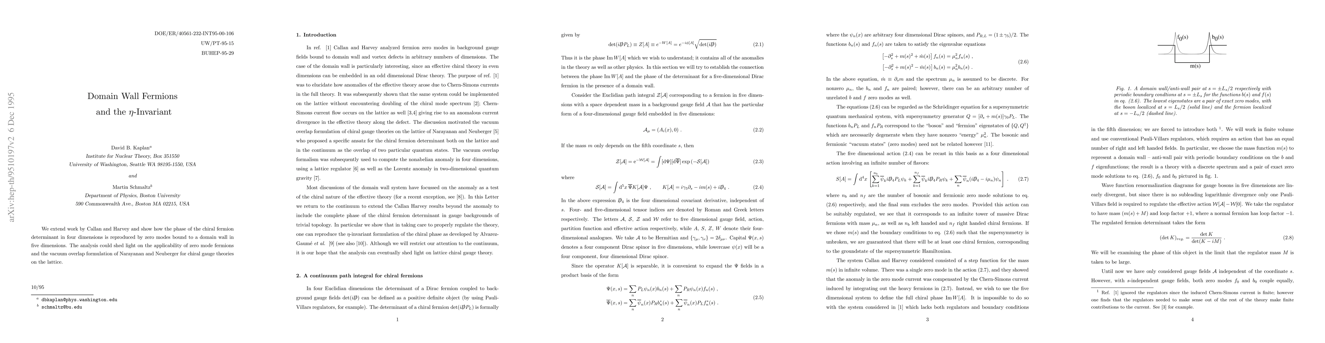 Thumbnail for Domain Wall Fermions and the Eta Invariant